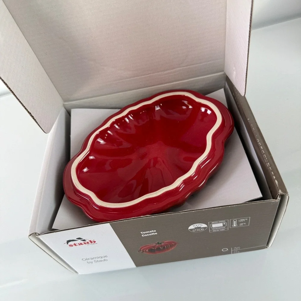 Staub Tomato Cocotte Ceramic 0.5 Qt Cherry Red Stoneware Dish 185335